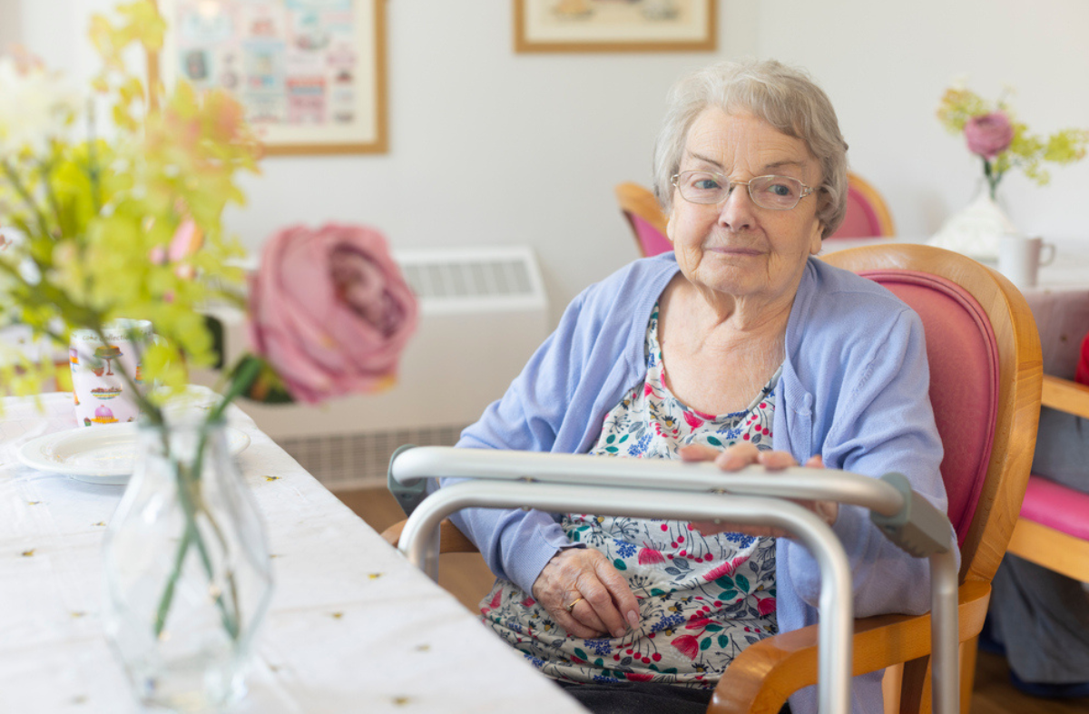 A resident at Borough Care, a dementia-friendly care home provider in Stockport and Staffordshire.