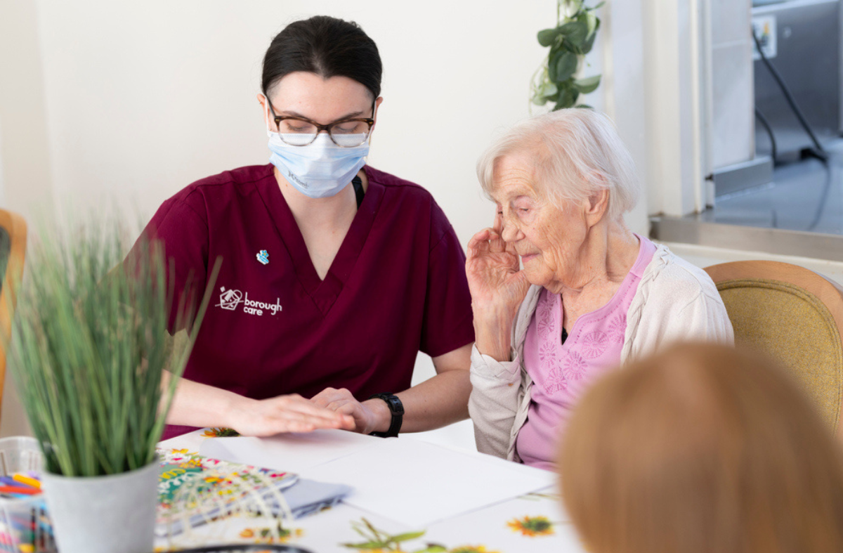 A resident at Borough Care, a dementia-friendly care home provider in Stockport and Staffordshire.