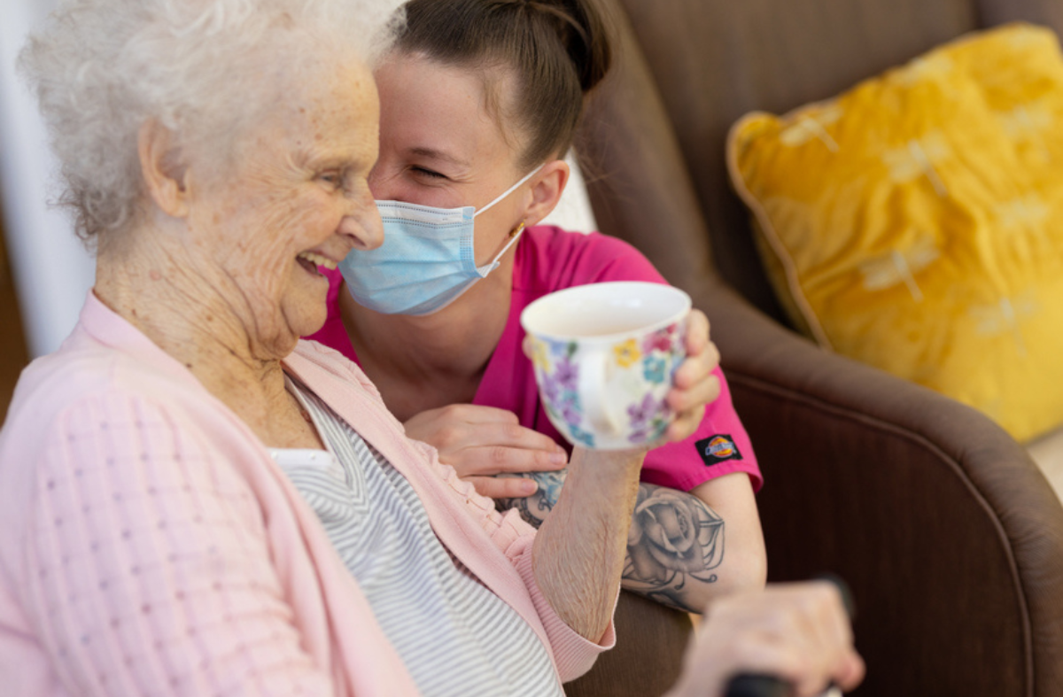 A resident at Borough Care, a dementia-friendly care home provider in Stockport and Staffordshire.