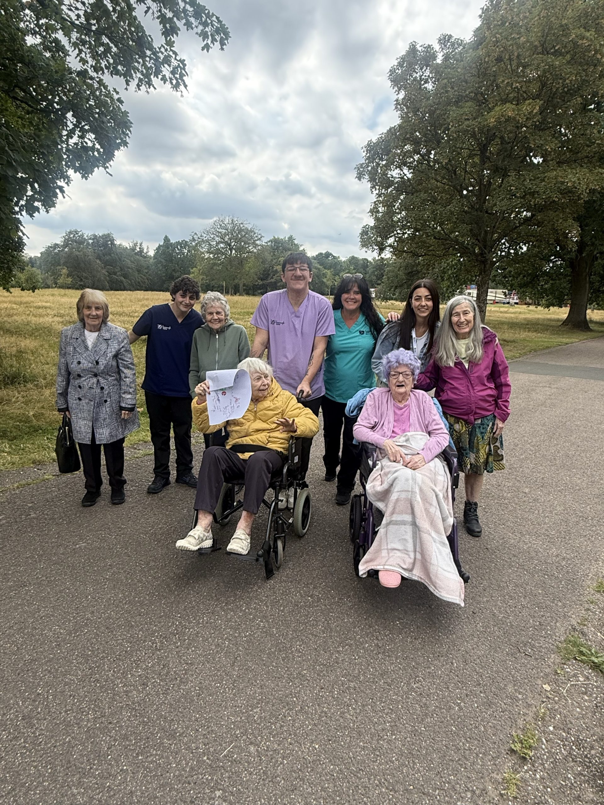 Residential and dementia care patients walking in Stockport